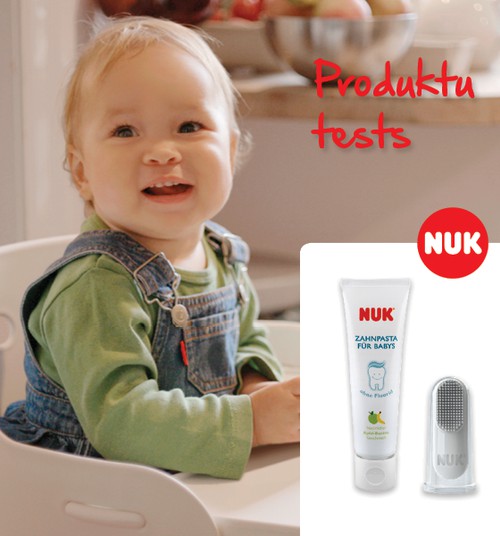 Тестируем новый комплект NUK для чистки первых зубиков!