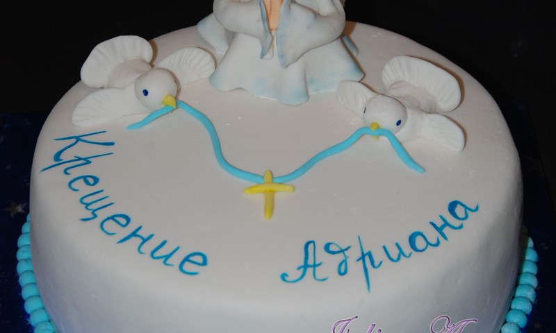 МАСТЕР-КЛАСС: Украшаем торт дома - Торт на крестины с ангелом