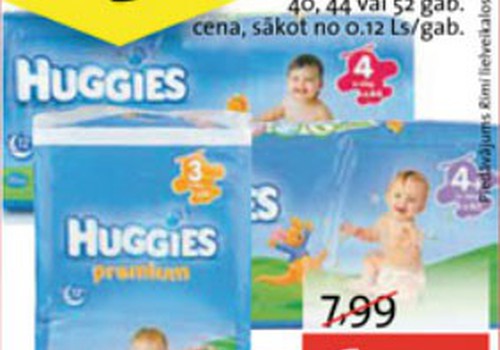 Подгузники Huggies® Premium, начиная с 0,12Ls за штуку!