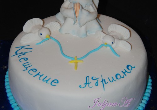 МАСТЕР-КЛАСС: Украшаем торт дома - Торт на крестины с ангелом