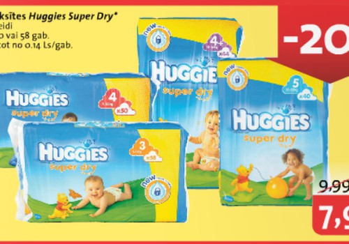 Поспеши! Только до конца недели акция в магазинах RIMI на подгузникики Huggies® Super Dry