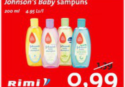 В магазинах RIMI шампунь Johnson's Baby можно купить за 0,99 Ls!