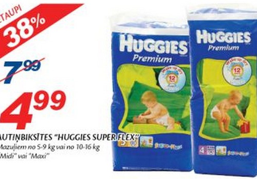 До 31 мая подгузники Huggies® Premium только по 4,99 Ls!
