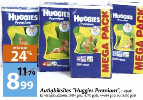Покупай Huggies® Premium в магазинах Maxima с 24%-й скидкой!