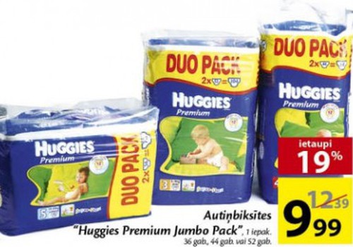 Упаковка Huggies® Premium Jumbo с 19% скидкой!